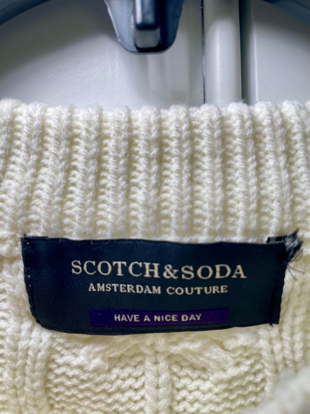 Scotch & Soda Monsanto Crewneck Cable Knit Sweater Medium Off-White - Picture 2 of 8
